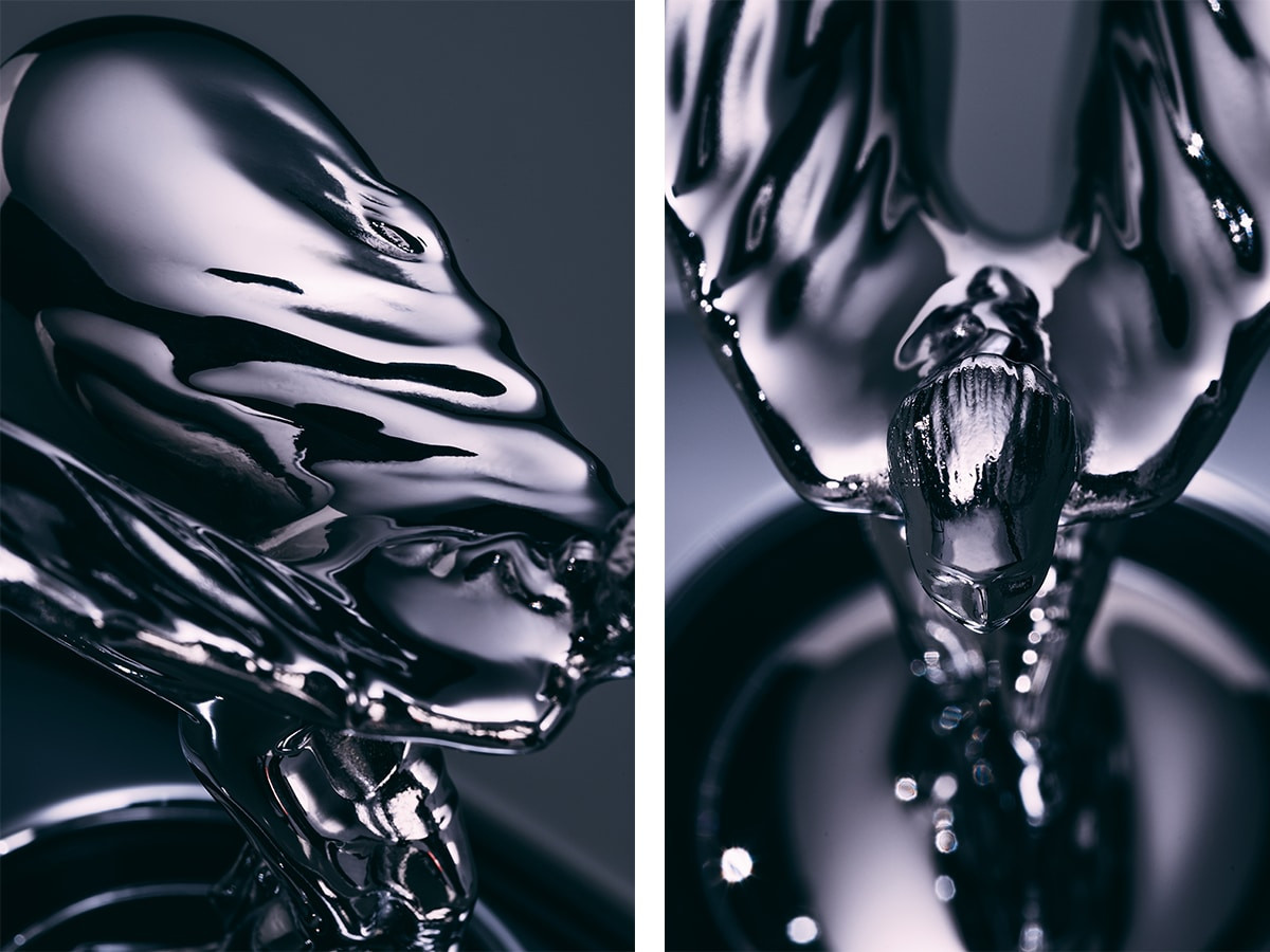 Chi tiết dáng đứng mới của Spirit of Ecstasy trên Spectre