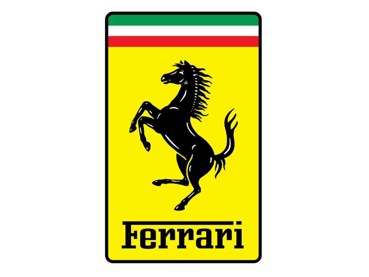 Logo Ferrari ngựa chồm trên nền vàng
