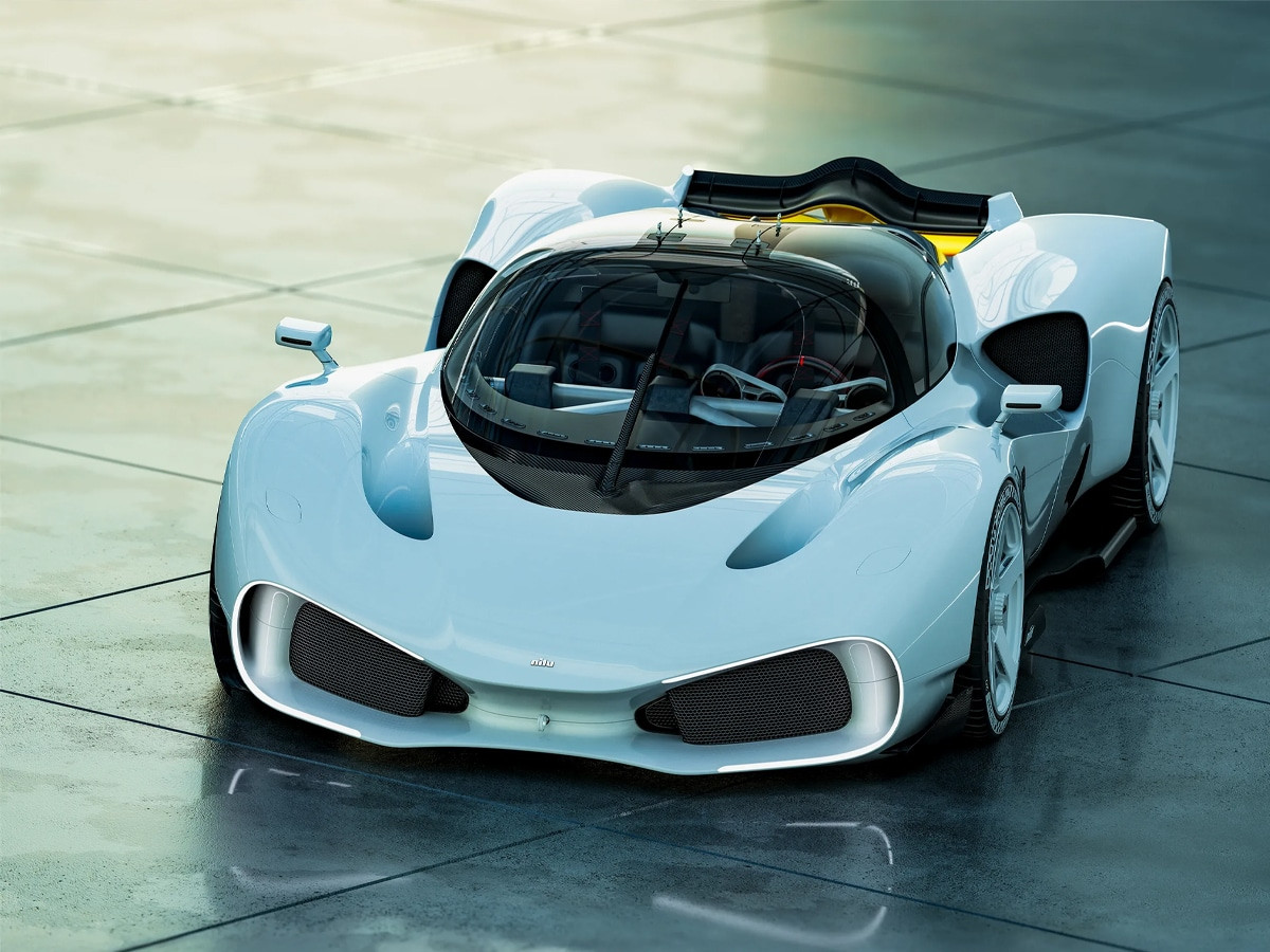 Ngoại thất Nilu Hypercar lấy cảm hứng từ xe F1 thập niên 60 kết hợp với thiết kế Bauhaus
