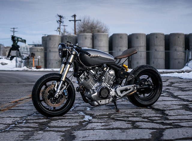 Yamaha Virago độ bobber màu xám đen của 485 Designs với phong cách cổ điển hiện đại
