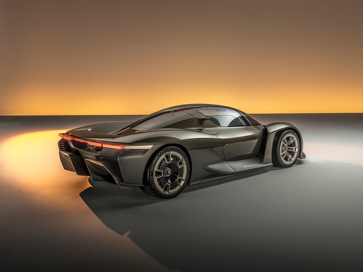 Porsche mission x concept rear three quarter length