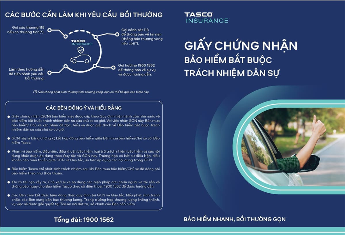 Alt text: Giấy chứng nhận bảo hiểm bắt buộc ô tô