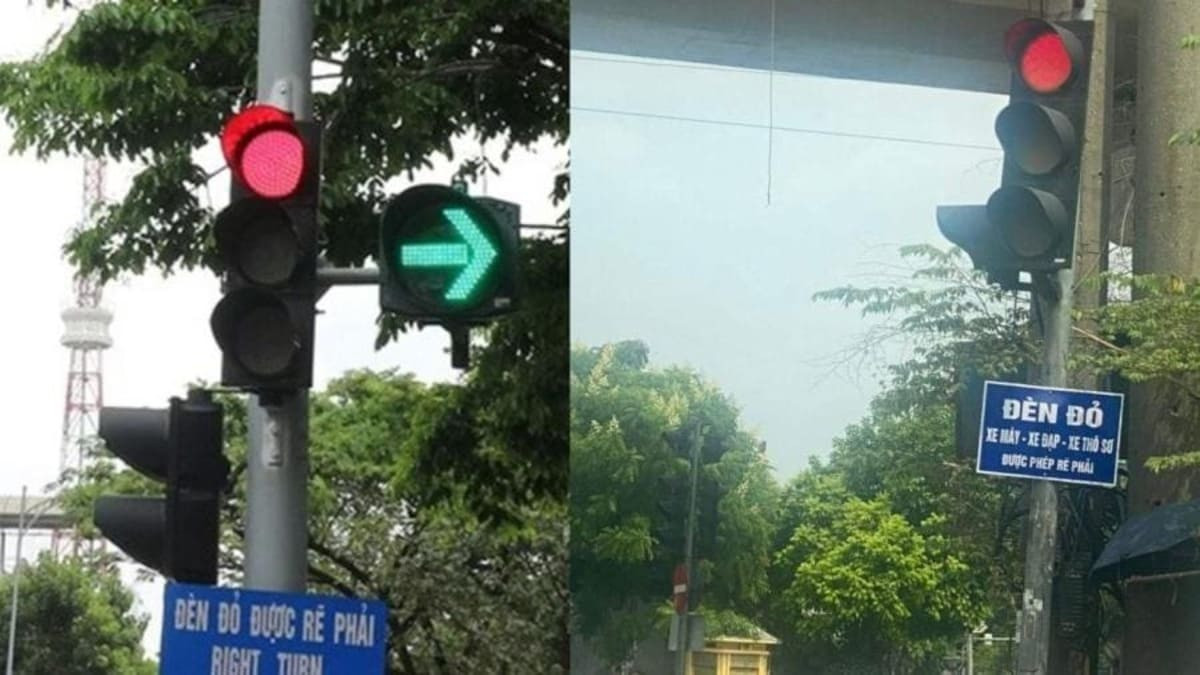 Biển báo cho phép rẽ phải khi đèn đỏ