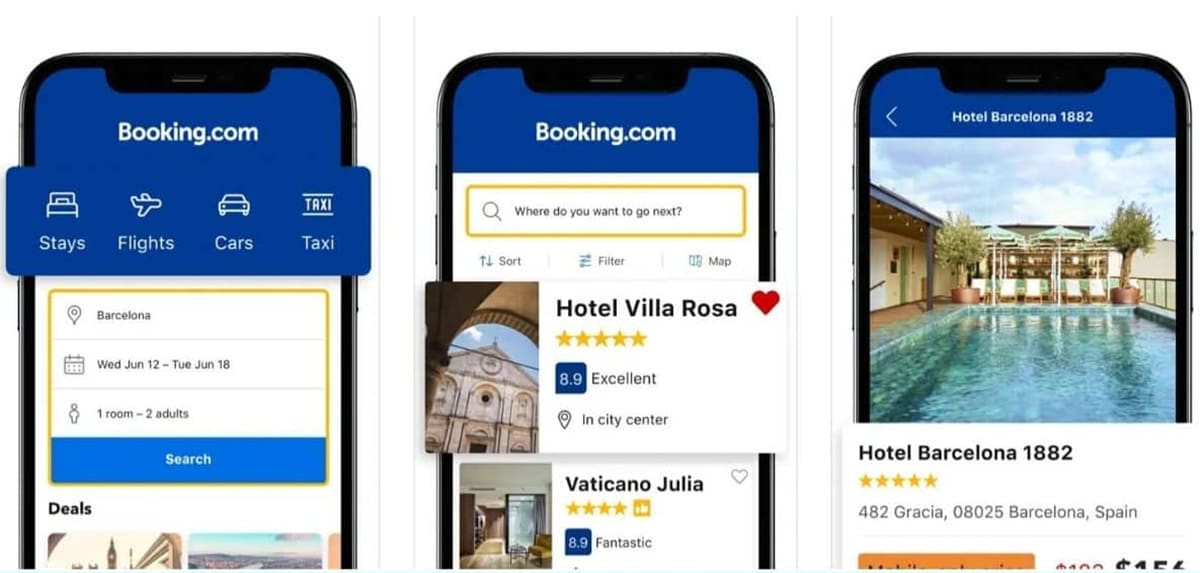 Booking - ứng dụng đặt xe tự lái và khách sạn