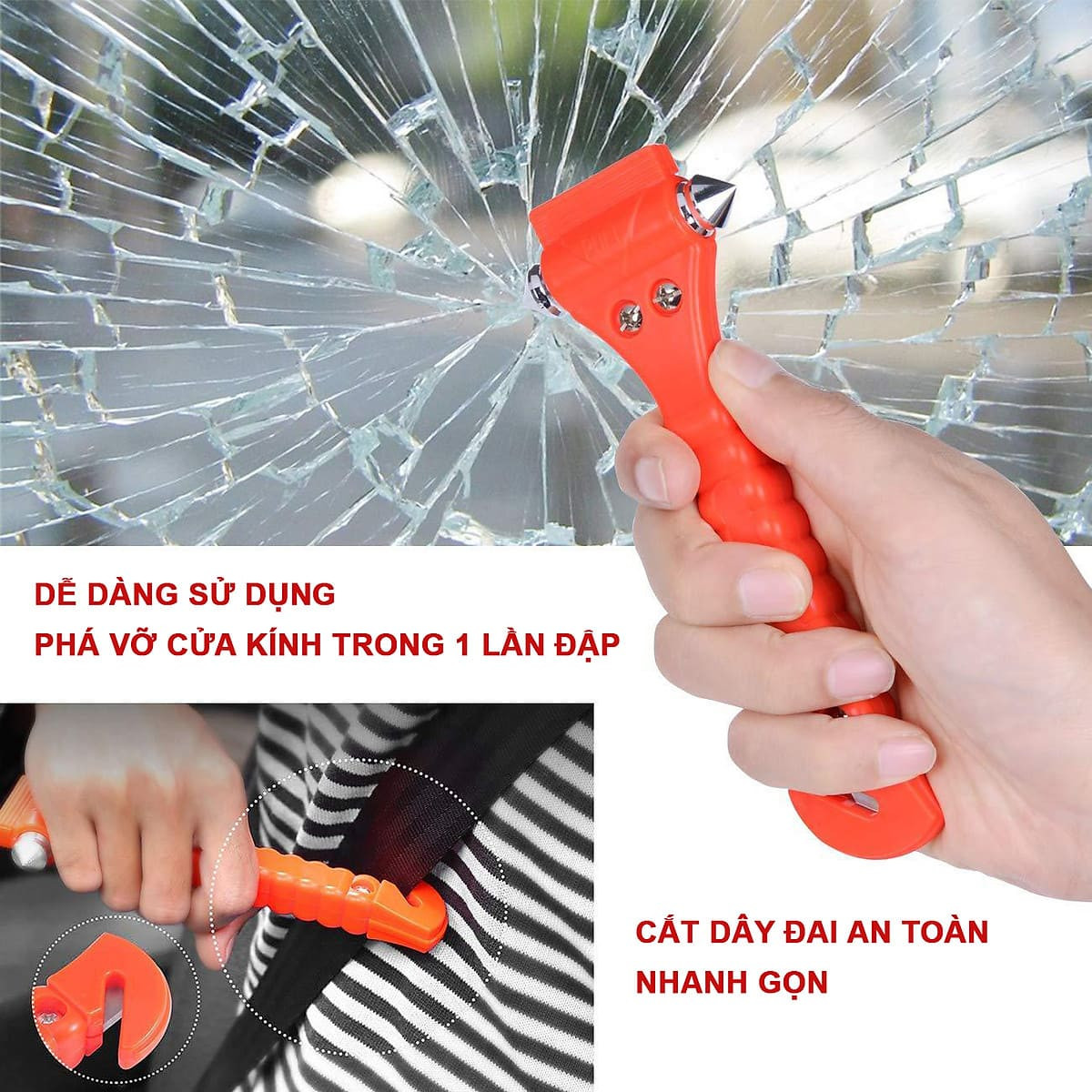 Cách sử dụng búa phá kính ô tô