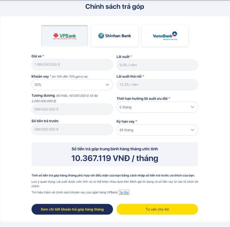Chính sách trả góp minh bạch, rõ ràng