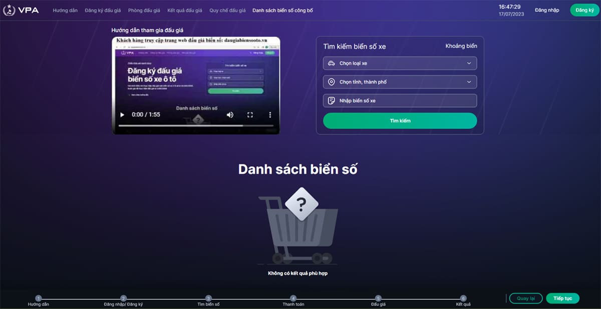Đấu giá biển số xe trực tuyến trên thiết bị cá nhân
