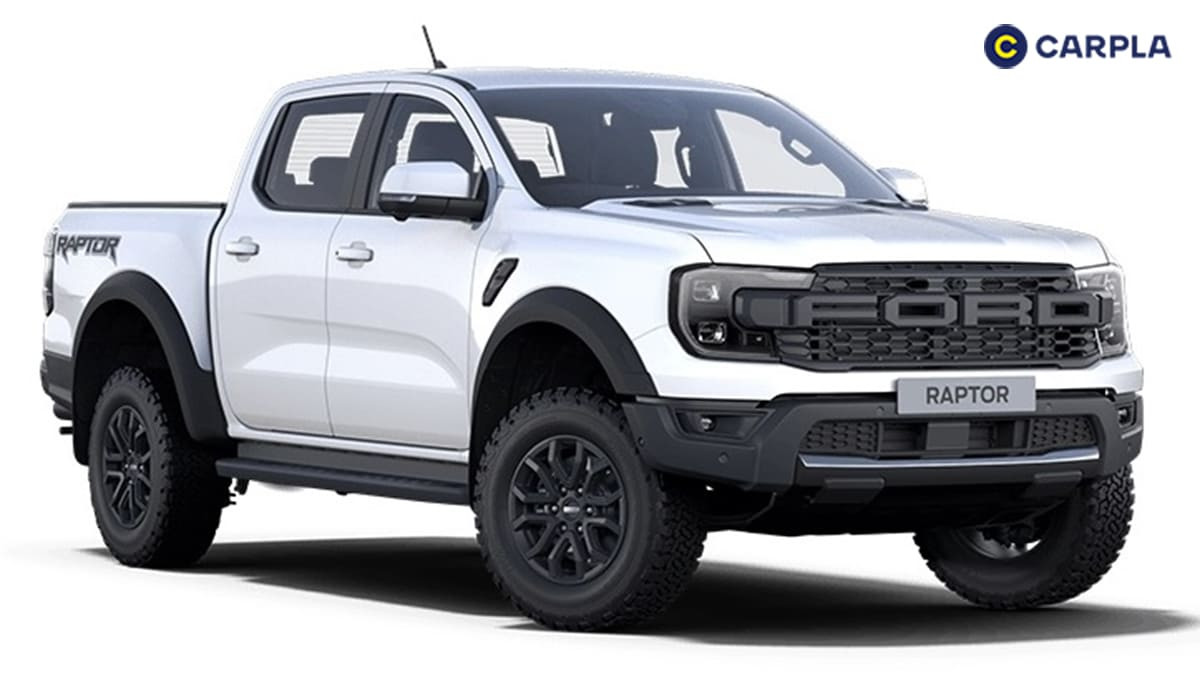 Đầu xe Ford Raptor 2023 với lưới tản nhiệt cỡ lớn và logo FORD