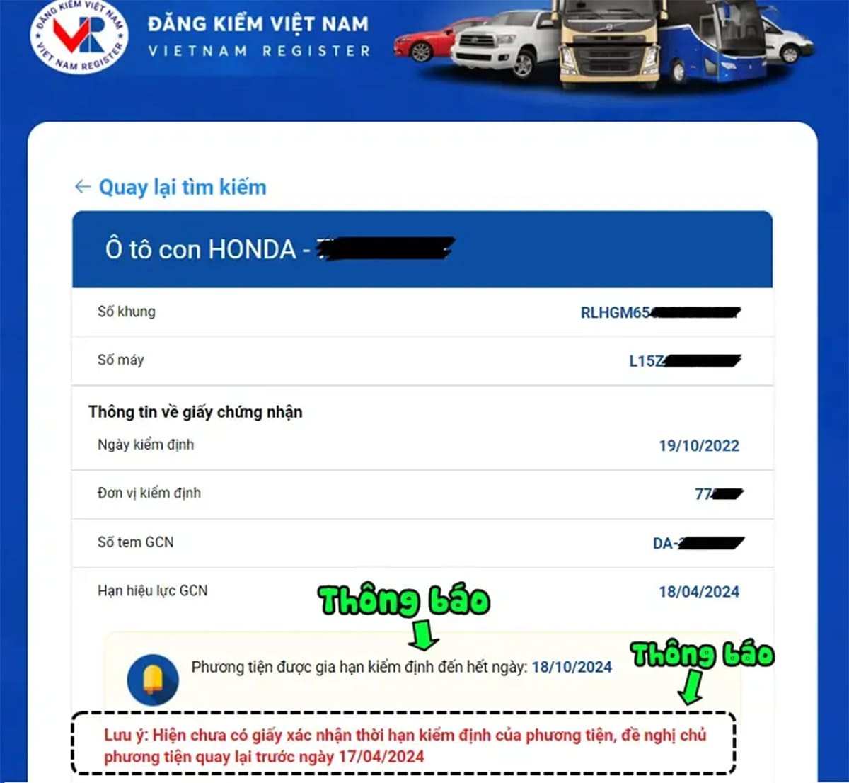 In giấy xác nhận gia hạn đăng kiểm