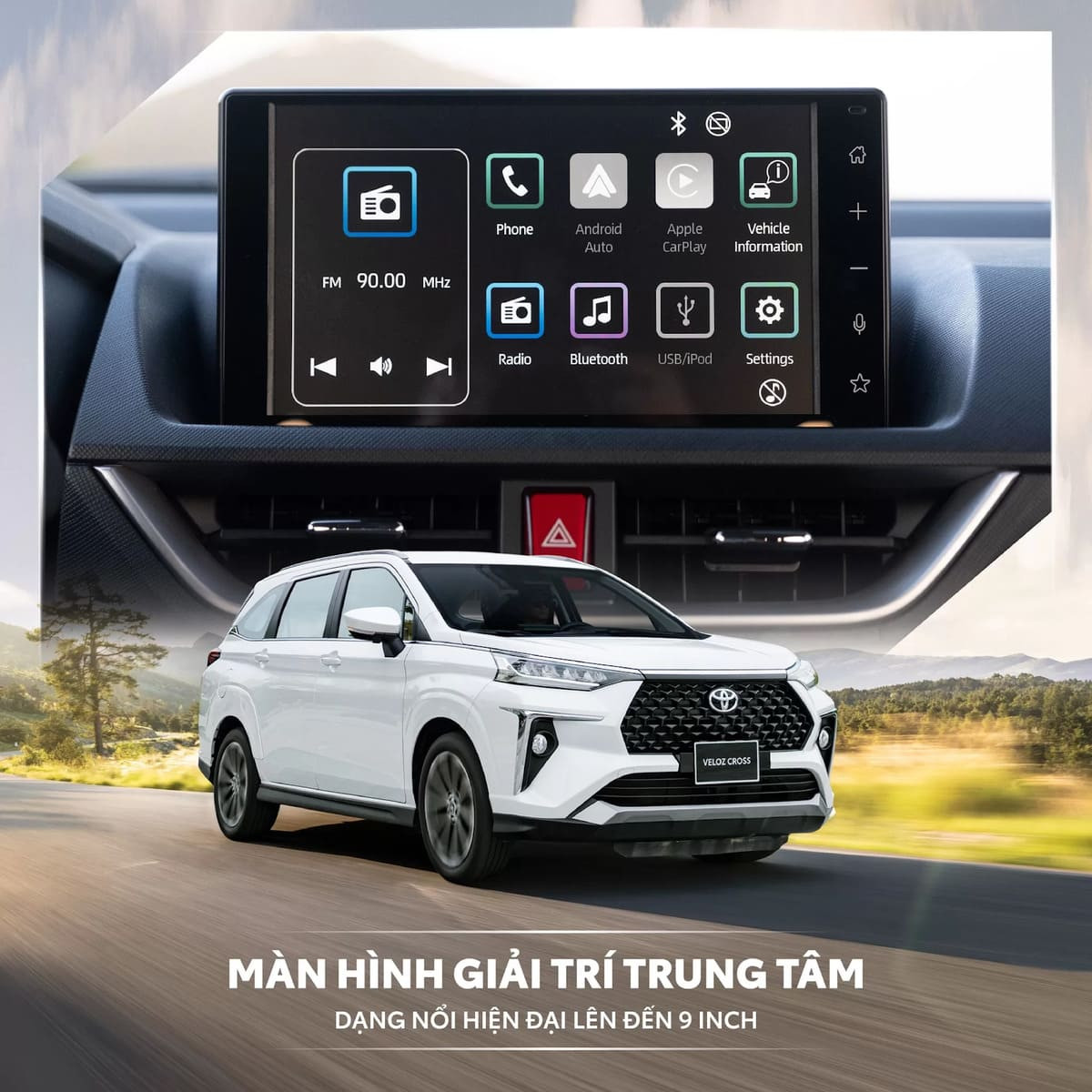Màn hình giải trí 9 inch trên Toyota Veloz 2023