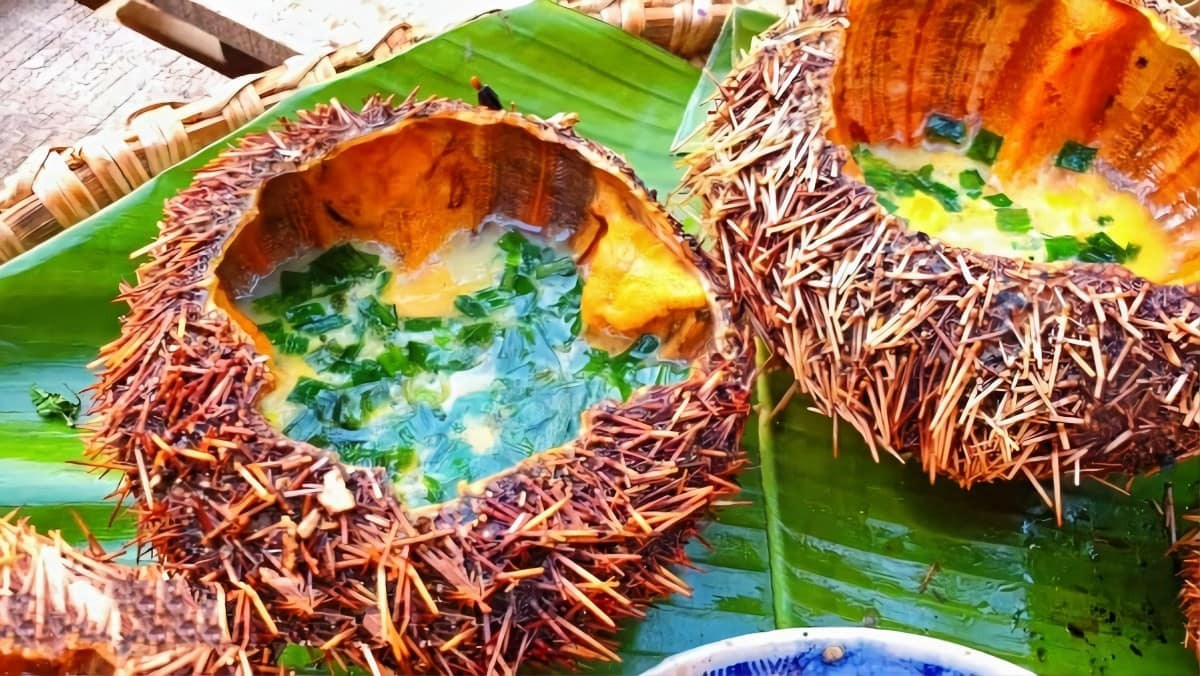 Món cầu gai nướng mỡ hành