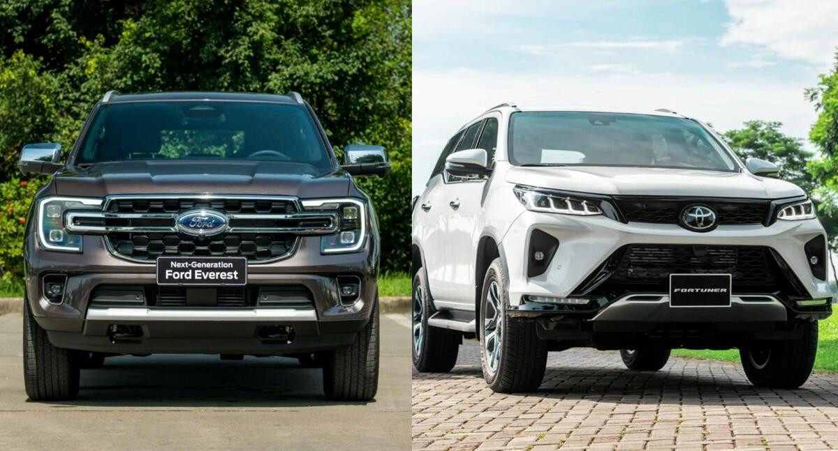 Ngoại thất Toyota Fortuner 2017 và Ford Everest 2016