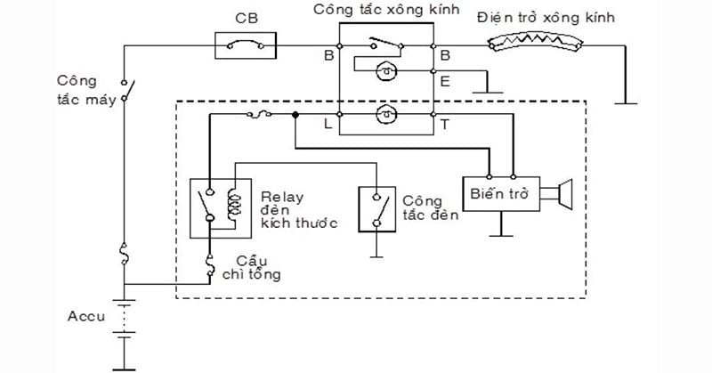 Sơ đồ cấu tạo hệ thống sấy kính ô tô