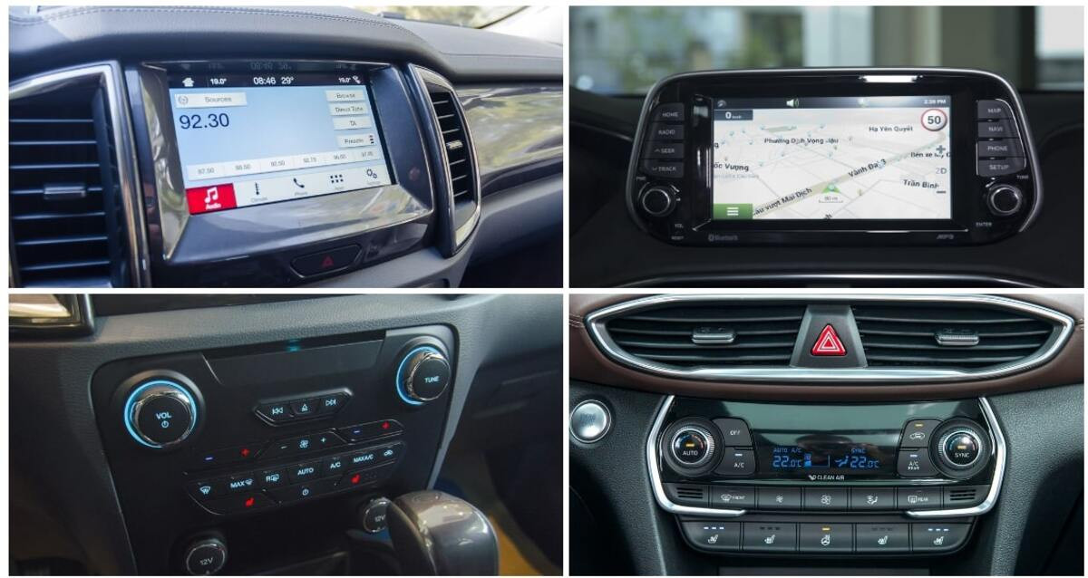 So sánh hệ thống giải trí trên Hyundai Santa Fe 2019 và Ford Everest 2019
