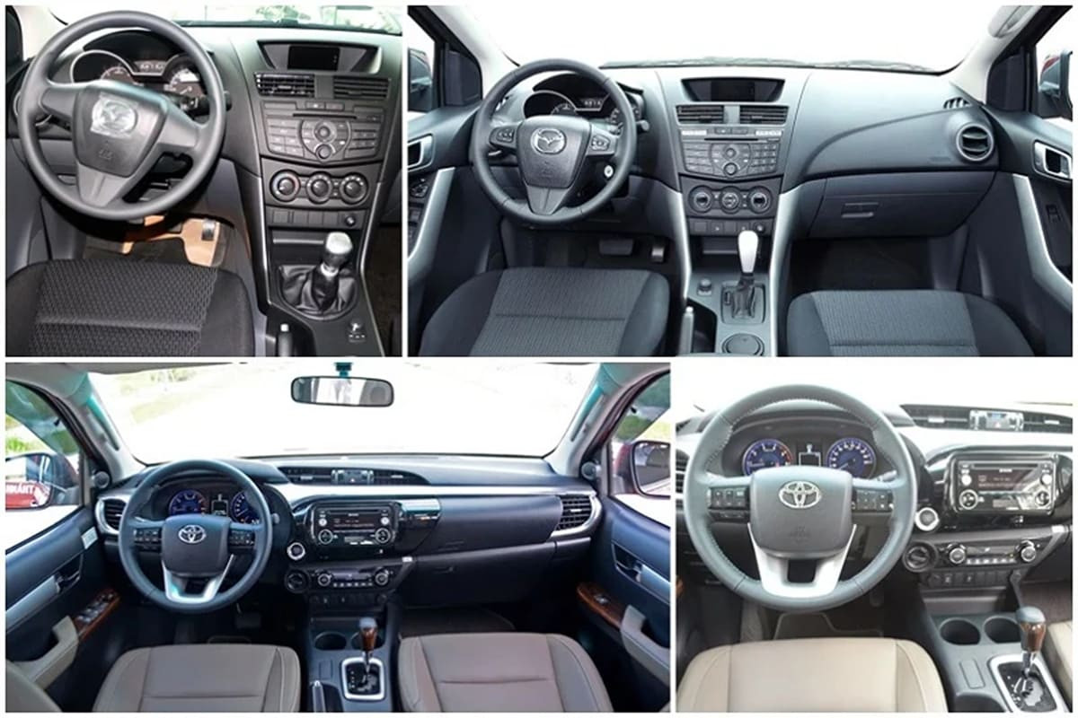 So sánh Toyota Hilux 2016 và Mazda BT-50 2016 về nội thất và tiện nghi